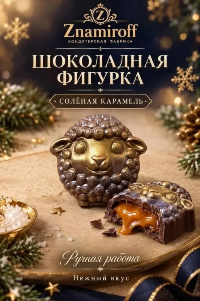  Шоколад фигурный "Овечка-мордашка" молочный шоколад с начинкой солёная карамель(блок 5шт по 70г) в Муроме